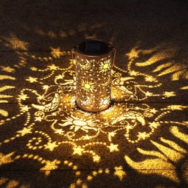 Fabuday Sun Moon Outdoor Solar Lantern Waterproof - Hanging Solar Power Lights Led for Outside, Garden Decor for Patio, Porch, Balcony, Yard and Deck, Stars Decorations Gifts for Women Mom