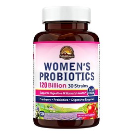 Vitalitown Women's Probiotics,120 Billion CFUs-for pH Balance /Healthy Odor and Tract Support,with Prebiotics,Digestive Enzymes&Cranberry - quantity: 1 pack