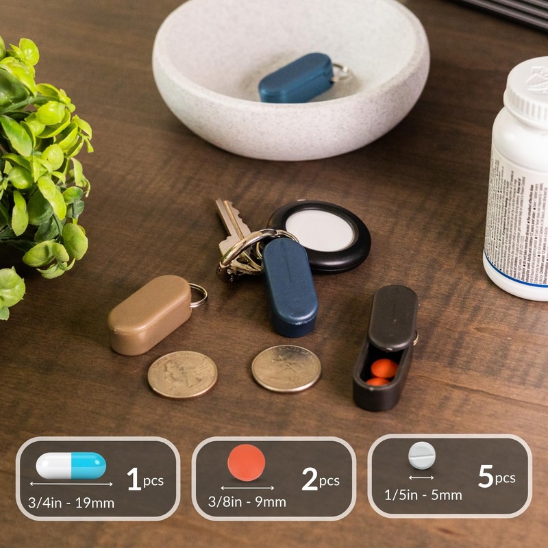 Pill Pod Micro Magnetic Keychain Pill Holder 3-Pack - Compact,