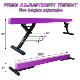 Seliyoo Adjustable Balance Beam for Kids, 8FT Gymnastics Beam with Anti-Slip Legs, High and Low Floor Beam for All Gymnastics Levels, Professional Gymnastic Equipment for Home, Gym Center