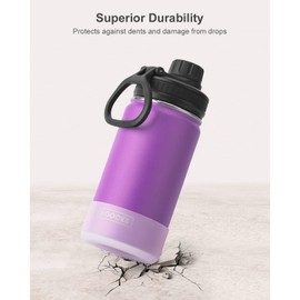 Koodee Small Water Bottle 12 oz Stainless Steel Vacuum Insulated Water Bottle for Back to School, Wide Mouth Flask with Leakproof Spout Lid(Purple)