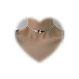 W WEILIRIAN Vintage Snake Chain Necklace Silver Belt Buckle Necklace Short Flat Herringbone Necklace Choker Flat Snake Collar Necklace Jewelry for Women and Girls Gifts