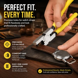2.0 mm Leather Hole Punch Pliers – Precision Watch Band, Belt & Strap Punch Tool for Leathercraft, Repairs & DIY
