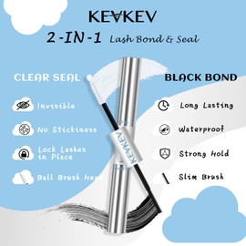 KevKev Lash Bond and Seal Lash Glue Waterproof Eyelash Glue with Lash Brush Eyelash Remover Cotton Swabs Eyelash Bond and Seal Lash Cluster Glue Strong Hold 72H Long Lasting(10Ml, Black Bond and Seal)