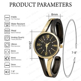 Blekon Collections Womens 28mm Case Multicolored Semi Opening Cuff Bangle Watch (Silver)