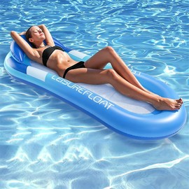 Water Floating Hammock, Inflatable Pool Floats For Adults With Headrest, Multi-Purpose Comfortable Pool Inflatable Bed for Pool, Lake, Outdoor, Beach (Blue)