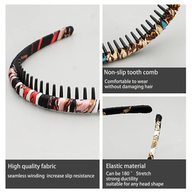 Yusier 4 PCS Fashion Color Hair Band Teeth Comb Hair Hoop Non-slip Headbands Resin Headbands Women Hair Accessories (boho-01)