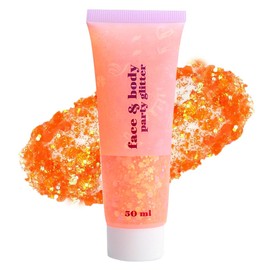 GL-Turelifes Body Glitter Gel, Mardi Gras Face Glitter Make-up, Sparkling Chunky Hair Glitter, Orange Concerts Festival Rave Accessories, Mermaid Glitter Face Paint (#11 Coral)