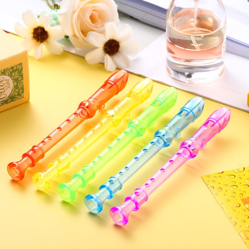 Lukmaa 100 Pieces Mini Translucent Soprano Recorder Plastic 6 Hole