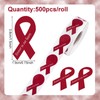 WANDIC Red Ribbon Awareness Sticker, 500 PCS Ribbon-Shaped Stickers in