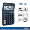 Casio Tischrechner MS-8E, 8-stellig, Währungsumrechnung, Gummifüße, Schnellkorrekturtaste, Solar-/Batteriebetrieb, silber