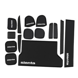 SAWAKAKI Toyota Sienta 10 Series Exclusive Interior Rubber Mat Door Pocket Mat Rubber Mat with Logo Non-slip Noise Prevention Dress Up Interior Parts 18 Pieces (Black)