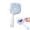 Bear-Shaped Self Cleaning Hair Brush, Curved Vented Design, Blue