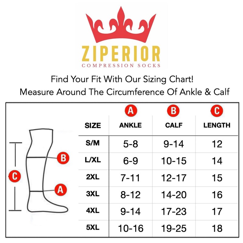 Ziperior 8-15 mmHg Compression Grade 0 Calf Inside Leg Zipper