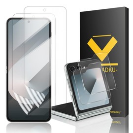 2+2+1 Pack For Galaxy Z Flip 6 Screen Protector Tempered Glass 2 Pack + Camera Lens Protector 2 Pack, Easy Installation with Alignment Tool, 9H Tempered Glass, Ultrasonic Fingerprint Support