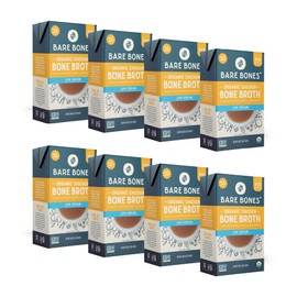 Bare Bones Low Sodium Organic Chicken Bone Broth | Pour w/ Pasture Raised Protein & Collagen for Cooking & Sipping | No Artificial Flavors Non-GMO Gluten & Dairy-Free Keto & Paleo Friendly | 16oz Carton | 8 Pack