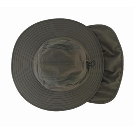 Decentron Outdoor Mens UPF 50+ Sun Protection Cap Wide Brim Bucket Fishing Hat with Neck Flap Sun Hats Army Green