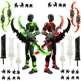 T13 Action Figure Set (Assembly Completed), 3D Printed Multi-Jointed Movable Titan 13 Lucky Dummy 13 Mobile Robot, Nova 13 Action Figures Desktop Decorations for Game Lovers Toy (Black Red Green)