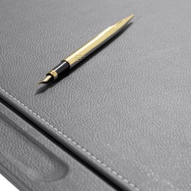 Bonded Set Luxury Leather Desk Pad & Desk Organization Essentials Desk Organizer Leather Desk Organizer (Gray)