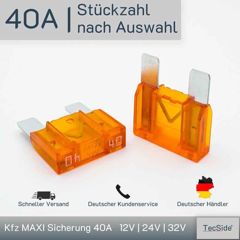 Car Maxi Fuses 40 A, 29 mm Plug Fuses for