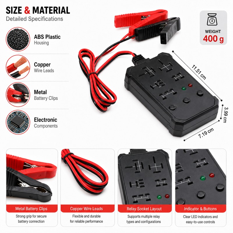 12V/24V Universal Automotive Relay Tester – 5-Position Relay Checker with