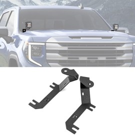 ROMELACK Ditch Light Bracket Heavy Duty Steel Hood Mount Brackets Compatible with GMC Sierra 1500 2019-2021(No Drilling)