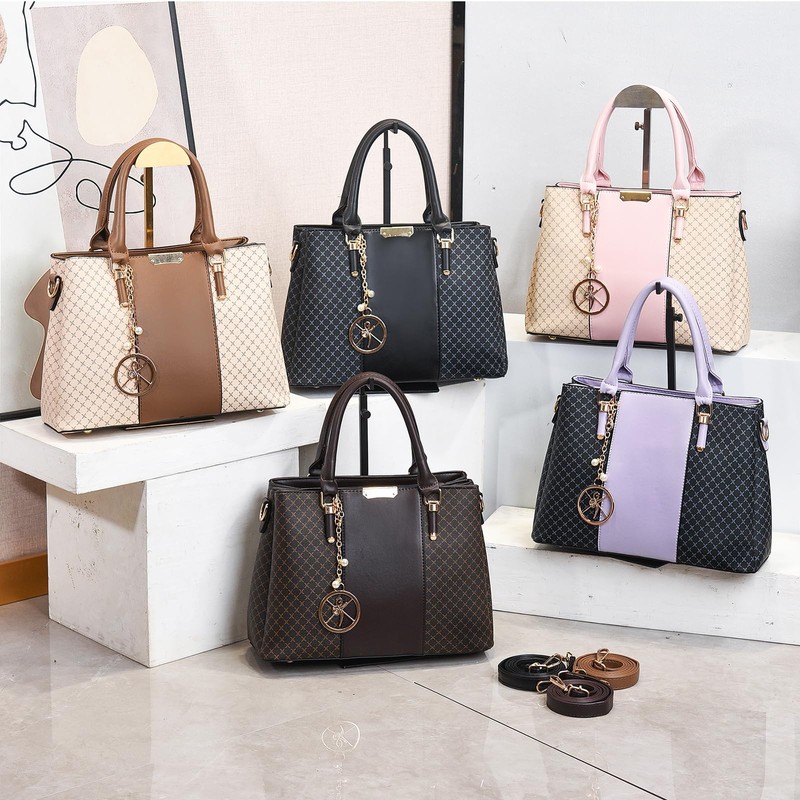 Purse and Handbags for Women, 3 Zip Compartments Tote Bag