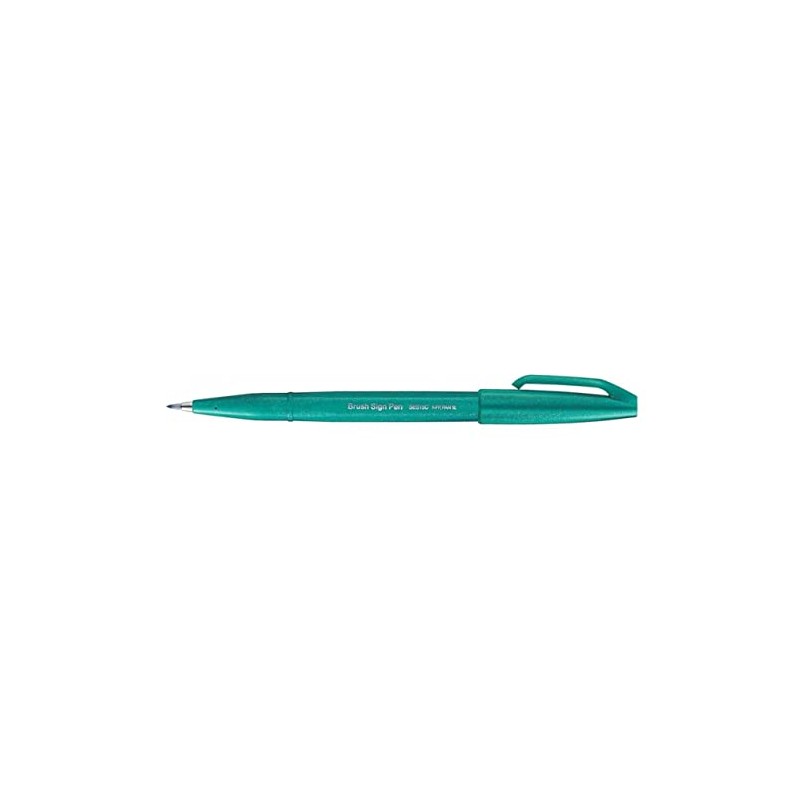 Pentel SES15C-D3 Brush Touch Sign Pen, Turquoise Green, 5 Pens