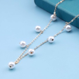 TseenYi Vintage Pearl Necklace Choker Round Pearl Pendant Necklace Boho Pearl Pendant Necklace Gold Pearl Short Clavicle Necklace Jewelry for Women and Girls