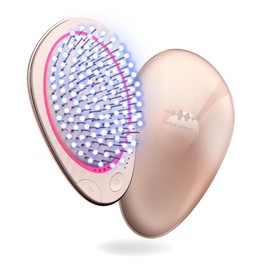 Wavewave Ems Brush Mini Hair Brush, Ion Care, Red LED, Smooth Hair, Cushion Brush, Comb, Birthday, Women, Wife, Girlfriend, Gift (Pink Gold)