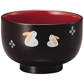 Ishida 67868 PC Soup Bowl Pair Rabbit 67868 Black Size: Approx. 4.1 x 4.1 x 2.8 inches (10.5 x 10.5 x 7 cm)