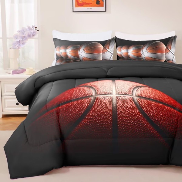 GRAT TIOC Teens Boys Sports Comforter Set Twin,Basketball Bedding Set