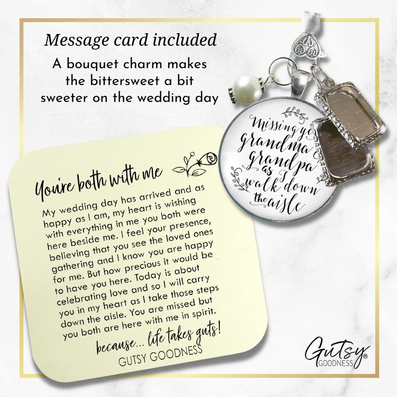 Wedding Memory Bouquet Charm Missing Grandma and Grandpa 2 Frames