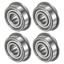 M METERXITY 4-Pack F605ZZ Flanged Ball Bearing, 5 x 14 x 5mm Double Metal Shielded Chrome Steel (GCr15) Flange Rip Bearings for Wheelbarrow/Printer/Fax Machines/Power Tools