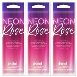 Devoted Creations NEON ROSE Streak Free Bronzer Tanning Lotion .5oz 3 PACKETS