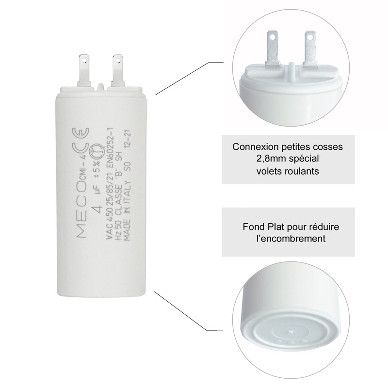 Capacitor 4 µF Especially for Somfy Roller Shutters with Small
