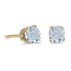 10k Yellow Gold 4 mm Round Aquamarine Stud Earrings, Yellow