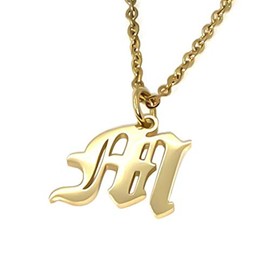 Elefezar 18K Gold Plated Old English Initial Pendant Necklace Letter M Womens Gifts