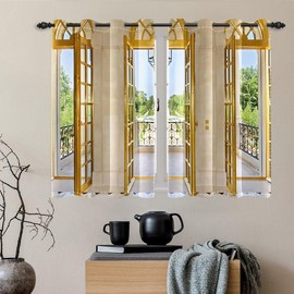 DORCEV Spring Scenery Blackout Curtains Greenery Scenery Outside Balcony Window Curtains French Frame European Style Window Drapes Treatments Set Home Bedroom Living Room Decor,21x45 inch,2 Panels