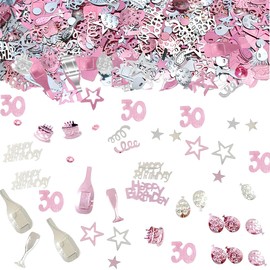 Ruayia 1000 Pieces Confetti 30th Birthday Decoration, Decoration Set, Party Decoration, Women Men Confetti for Anniversaries, Birthdays, Parties, Table Decoration - Rose Gold