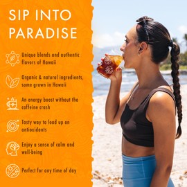 Olena Turmeric Tea, Herbal Green Tea Blend, All-Natural and Antioxidant-Rich For Wellness with Ginger and Black Pepper, Vegan and Keto-Friendly, 20 Bags - Hawaiian Natural