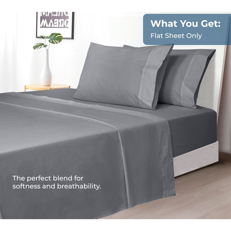 Royale Linens - Sábanas planas 100 % algodón, sábanas superiores