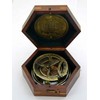 Nautical Antique Gilbert Brass Decorative Sundial Compass with Rose Wood
