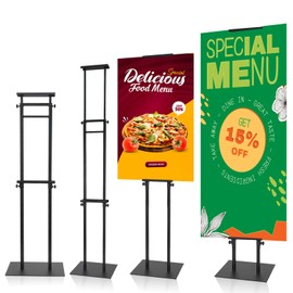 Poster Stand - Heavy Duty Poster Board Stand, Double-Sided Display for Board & Foam Sign, Floor Sign Holder Stand with Base, Adjustable Height Up to 78 inches for Wedding Restaurant Business (4 Packs)
