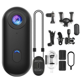 Quintin Body Camera cam, 4K/1080P Thumb Action Camera with Spring Clip, Wearable Necklace Mini Body Camera, Helmet Cam for POV Recording, Portable Vlogging,Cycling, Motorcycle, Travel