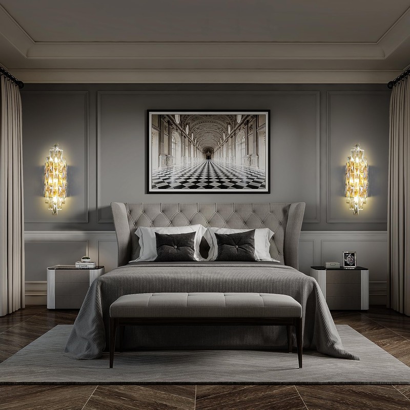 Modern Crystal Wall Sconces,Gold Wall Light Fixtures, Luxury Indoor Wall