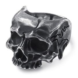 WESTMIAJW Mens Skull Ring Stainless Steel Gothic Punk Skull Rings Jewellery for Men Size Z+1