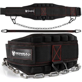 Advanced Dip Belt V2 – Heavy-Duty Weighted Belt with Reinforced Back, Chain & Nylon Strap – 3-Point Anchor D-Rings for Dips, Pull-Ups, Squats & More (X-Large)