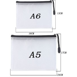 6pcs Zip File Bags,Mesh Zipper Pouch Document,Waterproof Zip File Folders,Multipurpose Bags for School Office Supplies and Business Papers and Books Storage and Cosmetics Storage (A5 5pcsmulticolor)