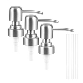 Tuipmui Soap Dispenser Pump Replacement for Kitchen Sink and Bathroom, Dish Soap Pump, Shampoo Pump, Hand Soap Pumpbrushed Nickel Soap Dispenser Head 304 Stainless Steel, Diameter 28/400 (3 Pack)